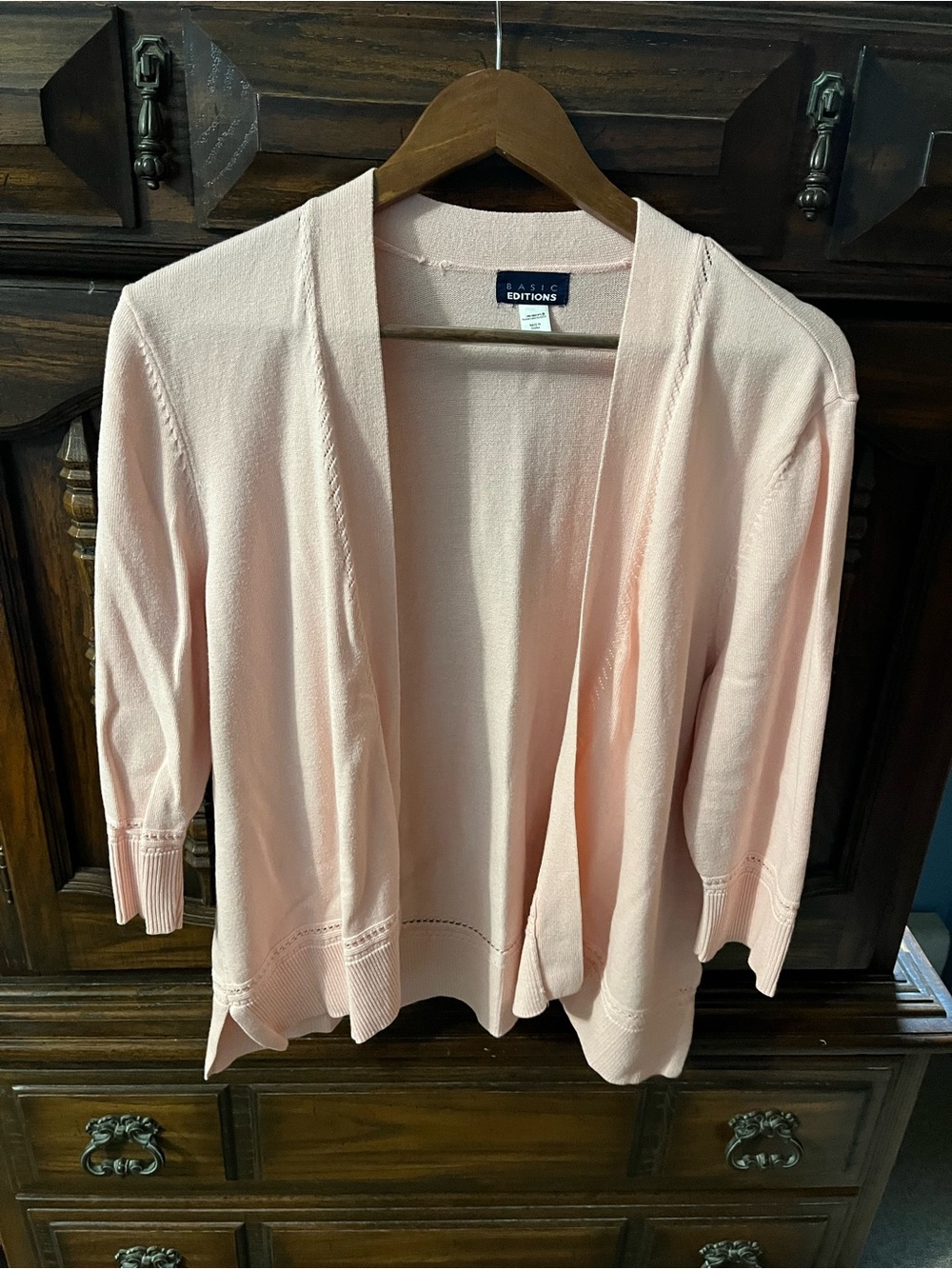 Basic Editions Light Coral Open-Front Cardigan